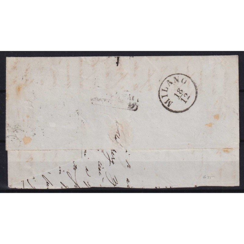 TOSCANA 1851-52 6 CRAZIE ARDESIA SU GRIGIO N.7 US. SU BUSTA  | Fila...