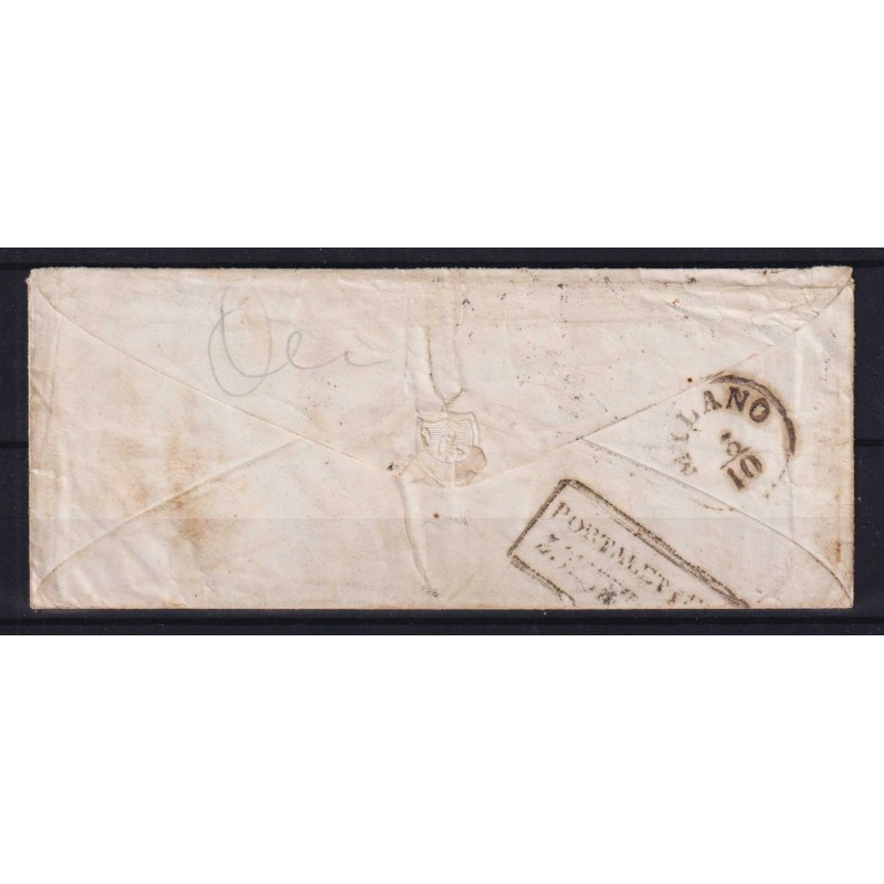 TOSCANA 1851-52 6 CRAZIE INDACO SU AZZURRO N.7a US. SU BUSTA  | Fil...