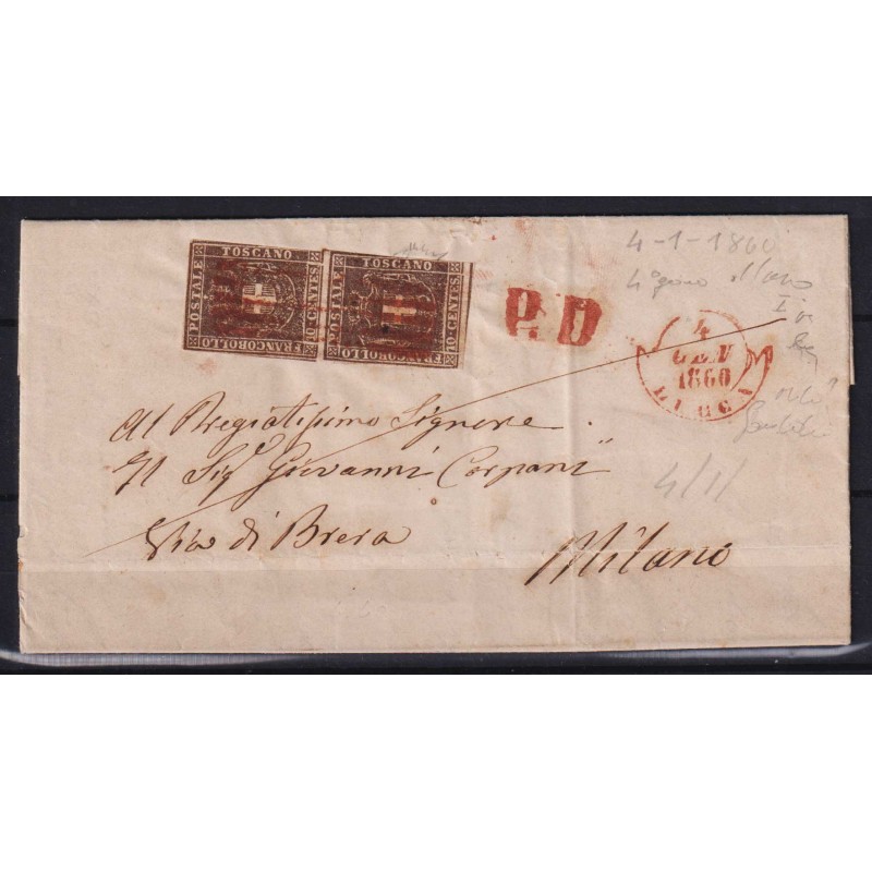 TOSCANA GOVERNO PROVVISORIO 1860 COPPIA 10 CENT. QUARTO GIORNO D'US...