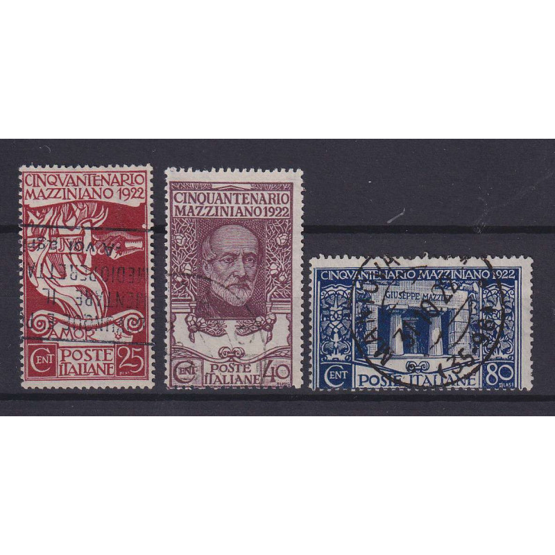 REGNO D'ITALIA 1922 MAZZINI 3 V. USATI ALCUNI ANNULLI ORIGINALI  | ...