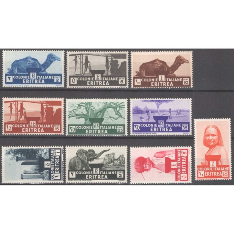 COLONIE ERITREA 1933 SOGGETTI AFRICANI 10 V. G.I MNH**  | Filatelia...