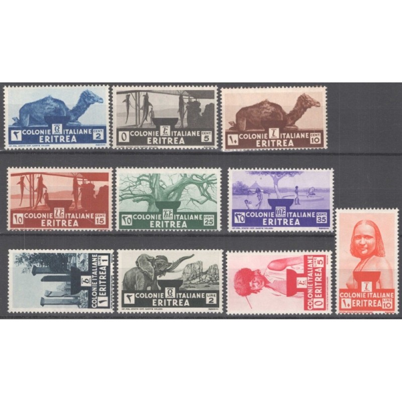 COLONIE ERITREA 1933 SOGGETTI AFRICANI 10 V. G.I MNH**  | Filatelia...