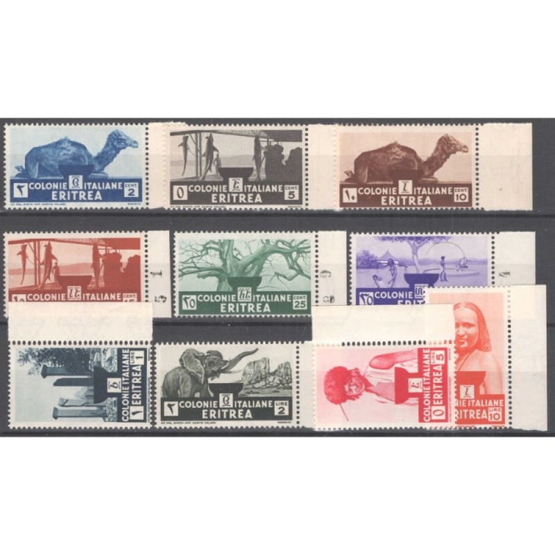 COLONIE ERITREA 1933 SOGGETTI AFRICANI 10 V. G.I MNH** BORDO FOGLIO...