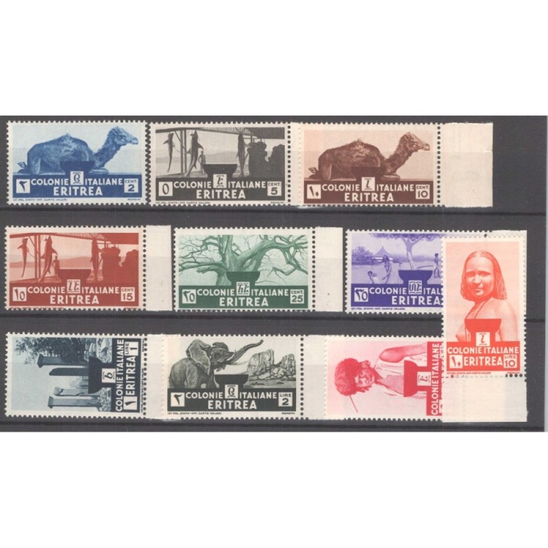 COLONIE ERITREA 1933 SOGGETTI AFRICANI 10 V. G.I MNH** BORDO FOGLIO...