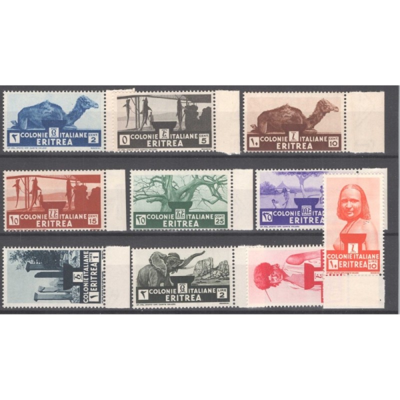 COLONIE ERITREA 1933 SOGGETTI AFRICANI 10 V. G.I MNH** BORDO FOGLIO...