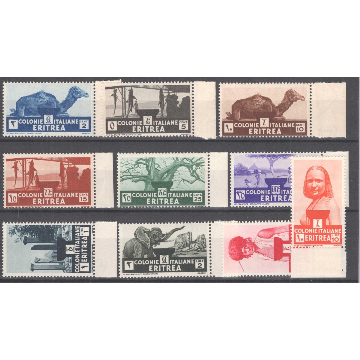 COLONIE ERITREA 1933 SOGGETTI AFRICANI 10 V. G.I MNH** BORDO FOGLIO... COLONIE ERITREA 1933 SOGGETTI AFRICANI 10 V. G.I MNH** BORDO FOGLIO...