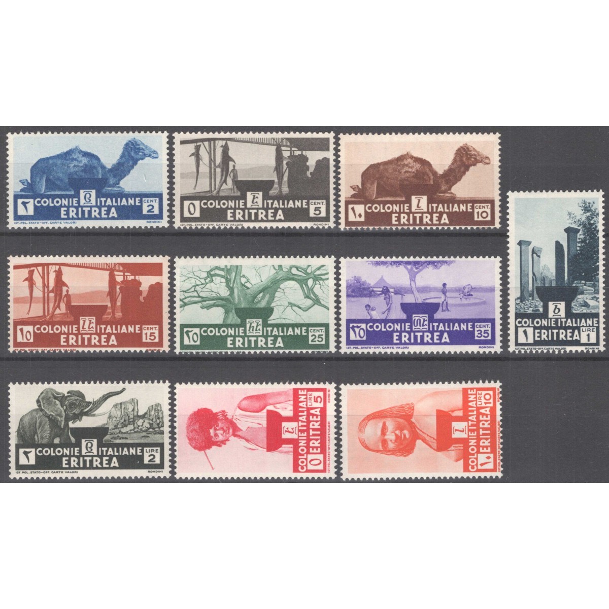 COLONIE ERITREA 1933 SOGGETTI AFRICANI 10 V. G.I MNH**  | Filatelia... COLONIE ERITREA 1933 SOGGETTI AFRICANI 10 V. G.I MNH**  | Filatelia...