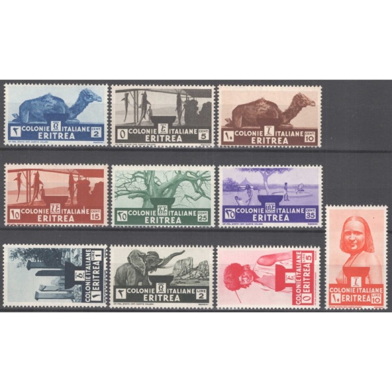 COLONIE ERITREA 1933 SOGGETTI AFRICANI 10 V. G.I MNH**  | Filatelia...