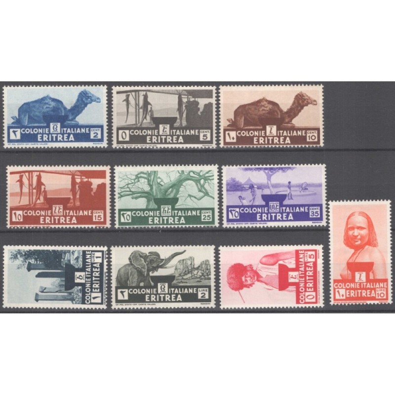 COLONIE ERITREA 1933 SOGGETTI AFRICANI 10 V. G.I MNH**  | Filatelia...