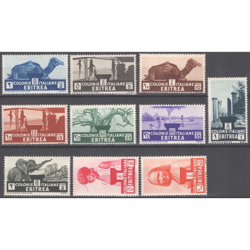 COLONIE ERITREA 1933 SOGGETTI AFRICANI 10 V. G.I MNH**  | Filatelia...