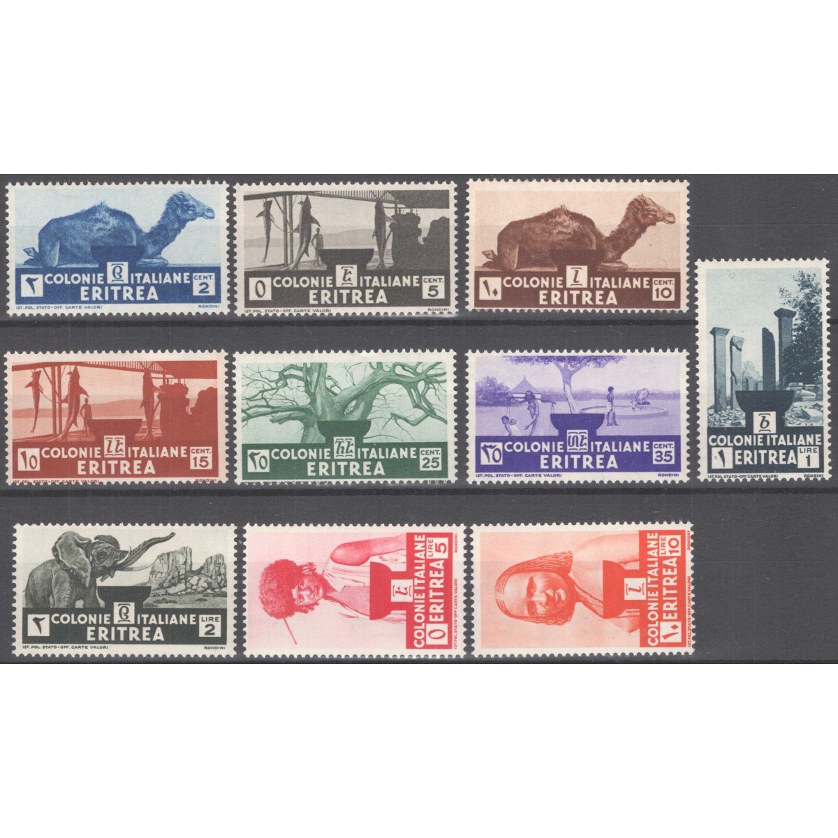 COLONIE ERITREA 1933 SOGGETTI AFRICANI 10 V. G.I MNH**  | Filatelia... COLONIE ERITREA 1933 SOGGETTI AFRICANI 10 V. G.I MNH**  | Filatelia...