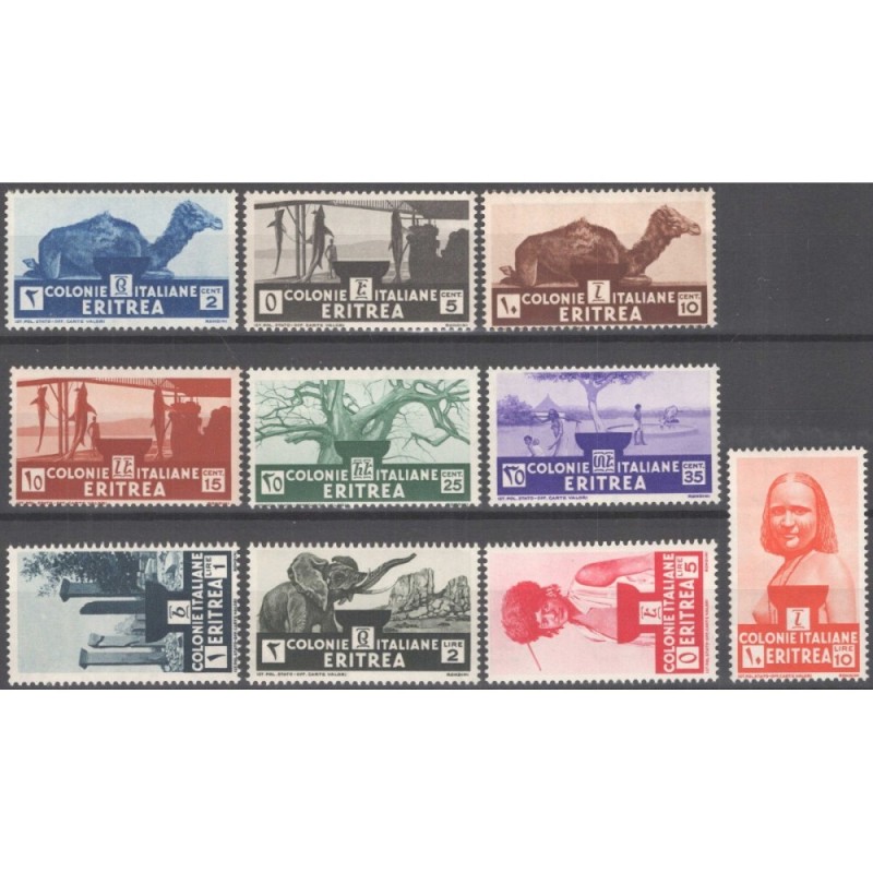 COLONIE ERITREA 1933 SOGGETTI AFRICANI 10 V. G.I MNH**  | Filatelia...