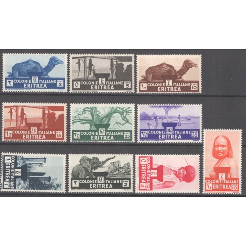 COLONIE ERITREA 1933 SOGGETTI AFRICANI 10 V. G.I MNH**  | Filatelia...