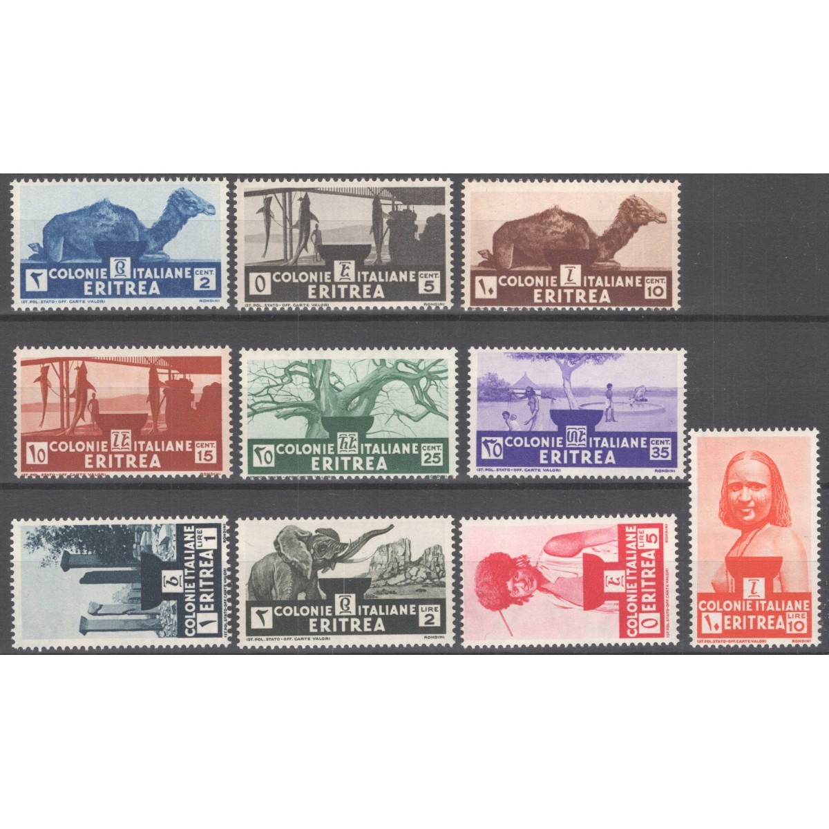 COLONIE ERITREA 1933 SOGGETTI AFRICANI 10 V. G.I MNH**  | Filatelia... COLONIE ERITREA 1933 SOGGETTI AFRICANI 10 V. G.I MNH**  | Filatelia...