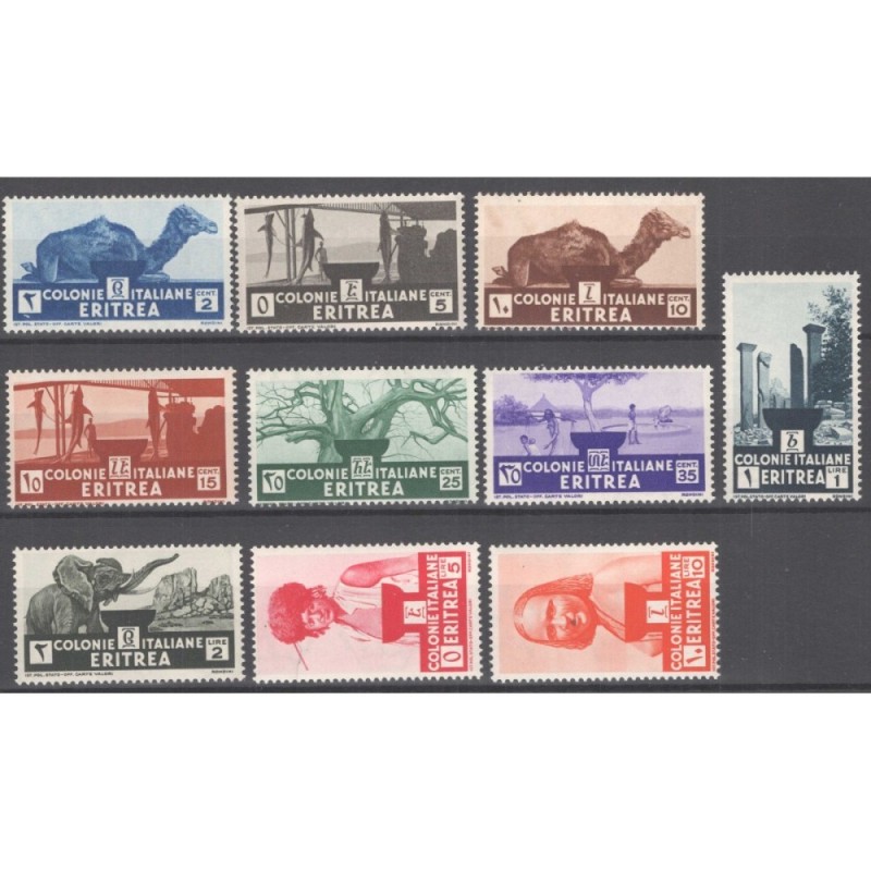 COLONIE ERITREA 1933 SOGGETTI AFRICANI 10 V. G.I MNH**  | Filatelia...