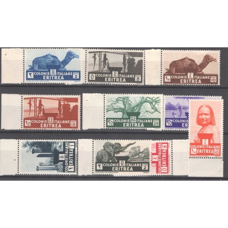 COLONIE ERITREA 1933 SOGGETTI AFRICANI 10 V. G.I MNH** BORDO FOGLIO...