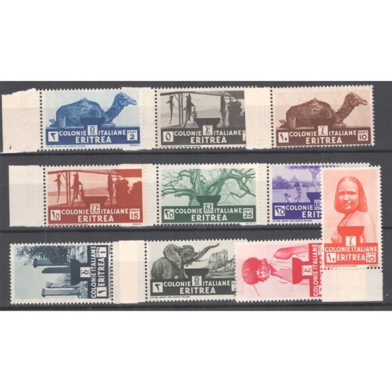 COLONIE ERITREA 1933 SOGGETTI AFRICANI 10 V. G.I MNH** BORDO FOGLIO...