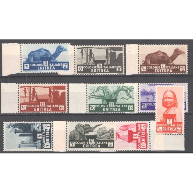 COLONIE ERITREA 1933 SOGGETTI AFRICANI 10 V. G.I MNH** BORDO FOGLIO...