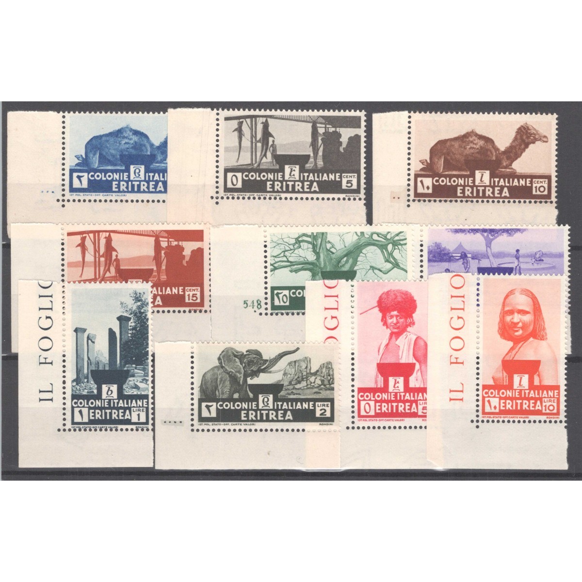 COLONIE ERITREA 1933 SOGGETTI AFRICANI 10 V. G.I MNH** ANGOLO FOGLI... COLONIE ERITREA 1933 SOGGETTI AFRICANI 10 V. G.I MNH** ANGOLO FOGLI...