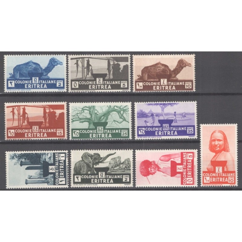 COLONIE ERITREA 1933 SOGGETTI AFRICANI 10 V. G.I MNH**  | Filatelia...