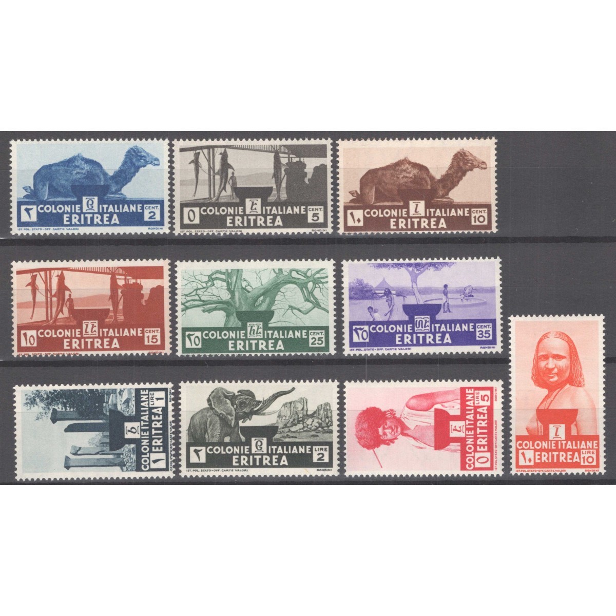 COLONIE ERITREA 1933 SOGGETTI AFRICANI 10 V. G.I MNH**  | Filatelia... COLONIE ERITREA 1933 SOGGETTI AFRICANI 10 V. G.I MNH**  | Filatelia...