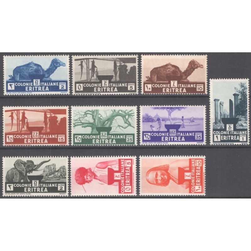 COLONIE ERITREA 1933 SOGGETTI AFRICANI 10 V. G.I MNH**  | Filatelia...