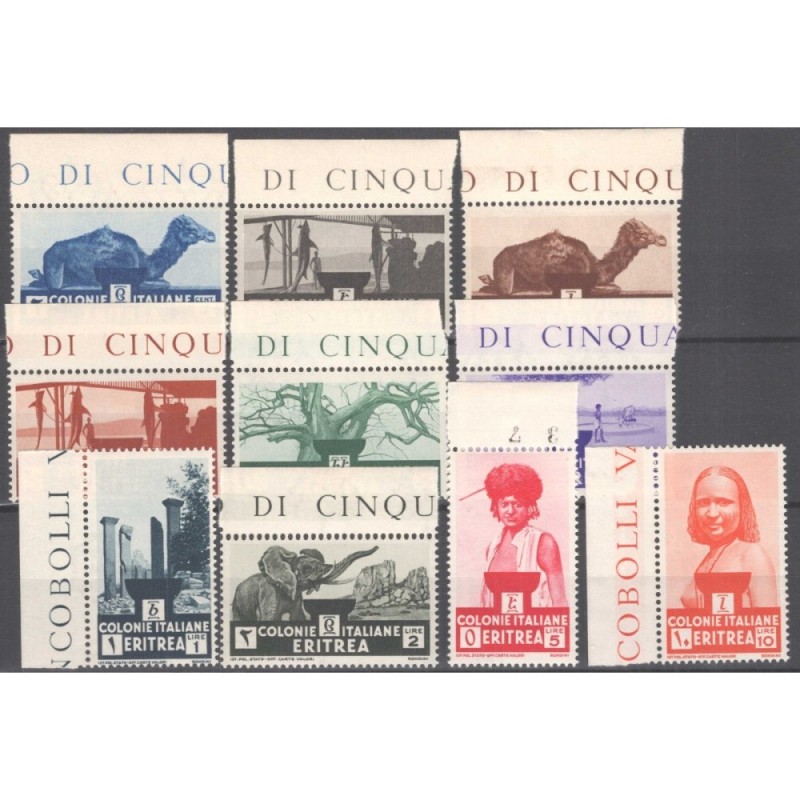 COLONIE ERITREA 1933 SOGGETTI AFRICANI 10 V. G.I MNH** BORDO FOGLIO...
