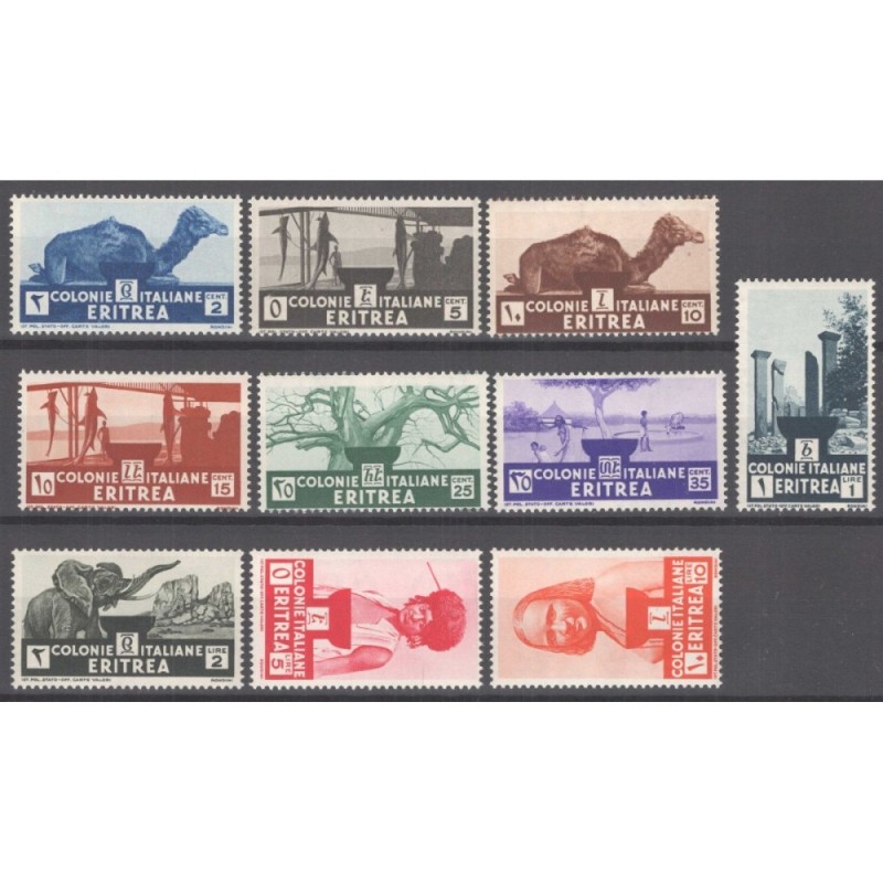 COLONIE ERITREA 1933 SOGGETTI AFRICANI 10 V. G.I MNH**  | Filatelia...