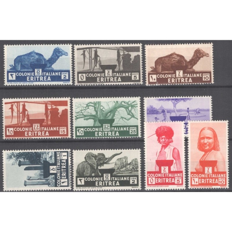 COLONIE ERITREA 1933 SOGGETTI AFRICANI 10 V. G.I MNH**  | Filatelia...