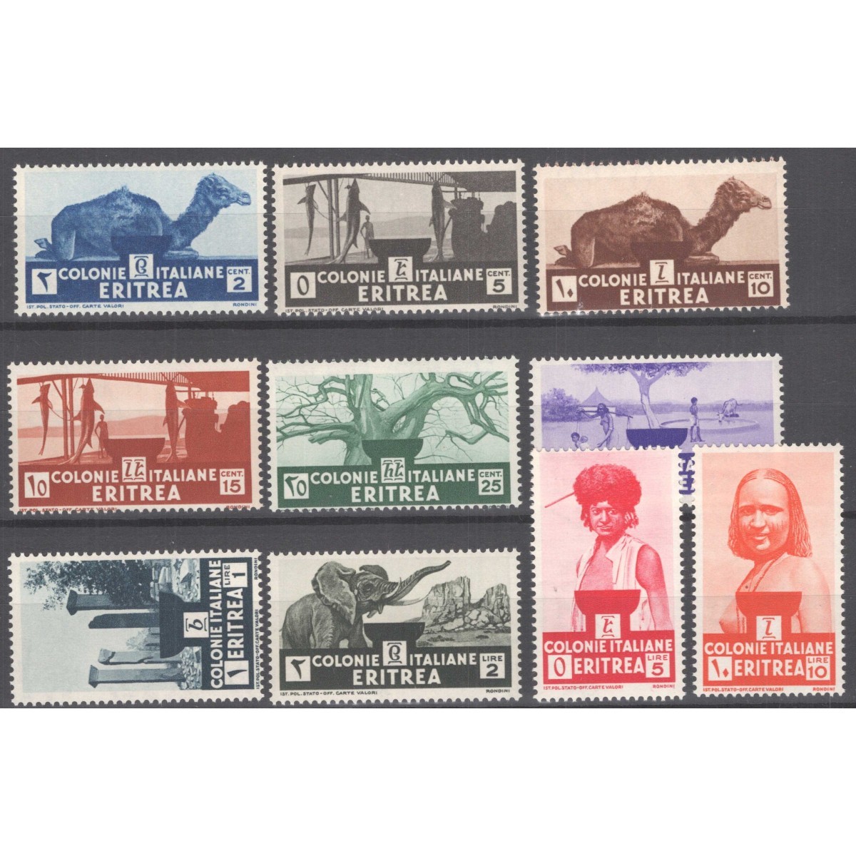 COLONIE ERITREA 1933 SOGGETTI AFRICANI 10 V. G.I MNH**  | Filatelia... COLONIE ERITREA 1933 SOGGETTI AFRICANI 10 V. G.I MNH**  | Filatelia...
