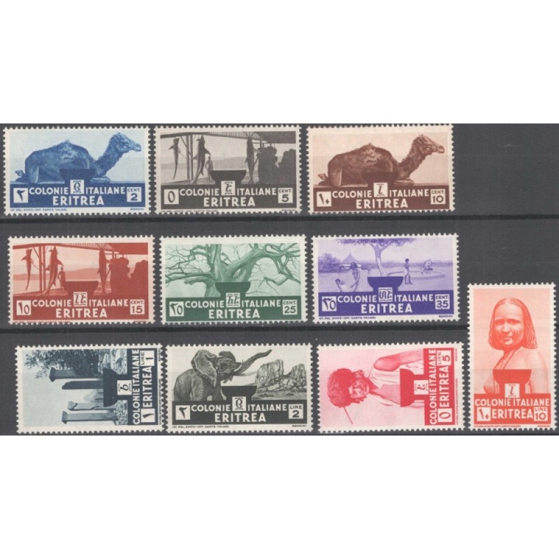 COLONIE ERITREA 1933 SOGGETTI AFRICANI 10 V. G.I MNH**  | Filatelia...