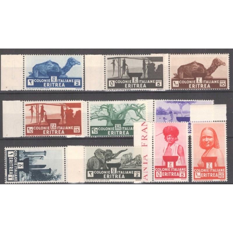 COLONIE ERITREA 1933 SOGGETTI AFRICANI 10 V. G.I MNH** BORDO FOGLIO...
