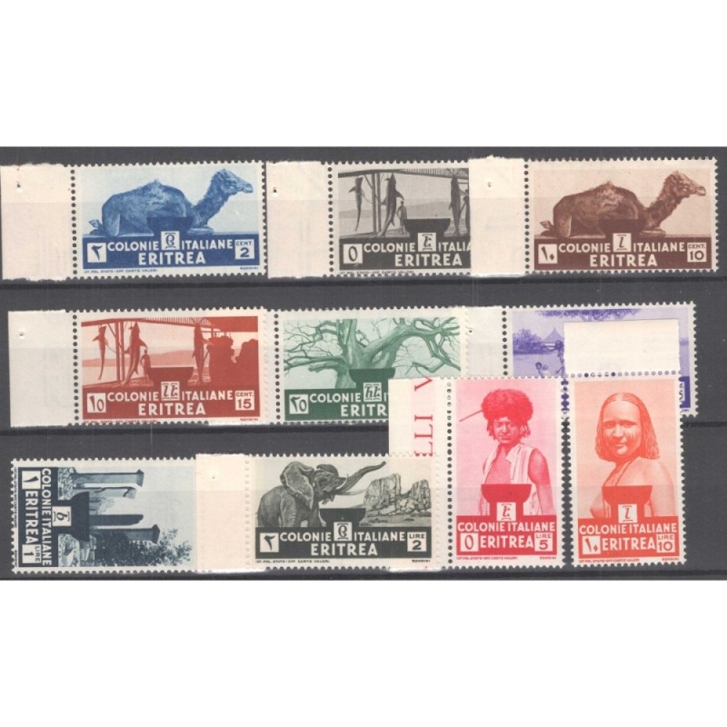 COLONIE ERITREA 1933 SOGGETTI AFRICANI 10 V. G.I MNH** BORDO FOGLIO...