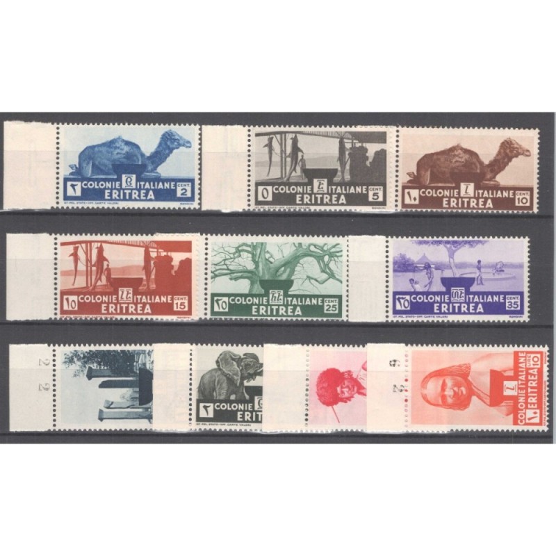 COLONIE ERITREA 1933 SOGGETTI AFRICANI 10 V. G.I MNH** BORDO FOGLIO...