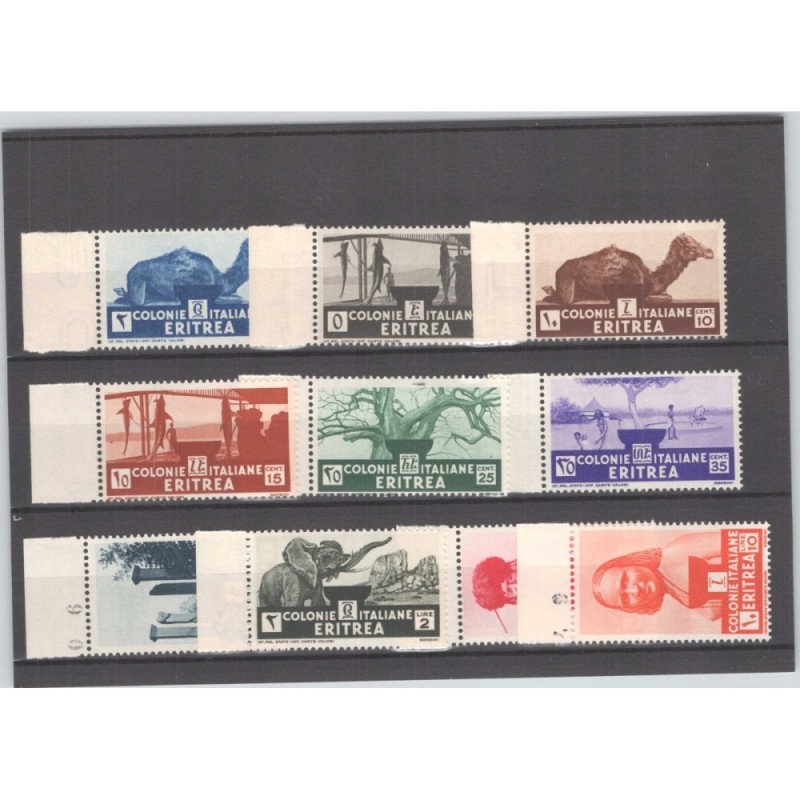 COLONIE ERITREA 1933 SOGGETTI AFRICANI 10 V. G.I MNH** BORDO FOGLIO...