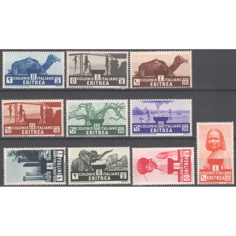 COLONIE ERITREA 1933 SOGGETTI AFRICANI 10 V. G.I MNH**  | Filatelia...
