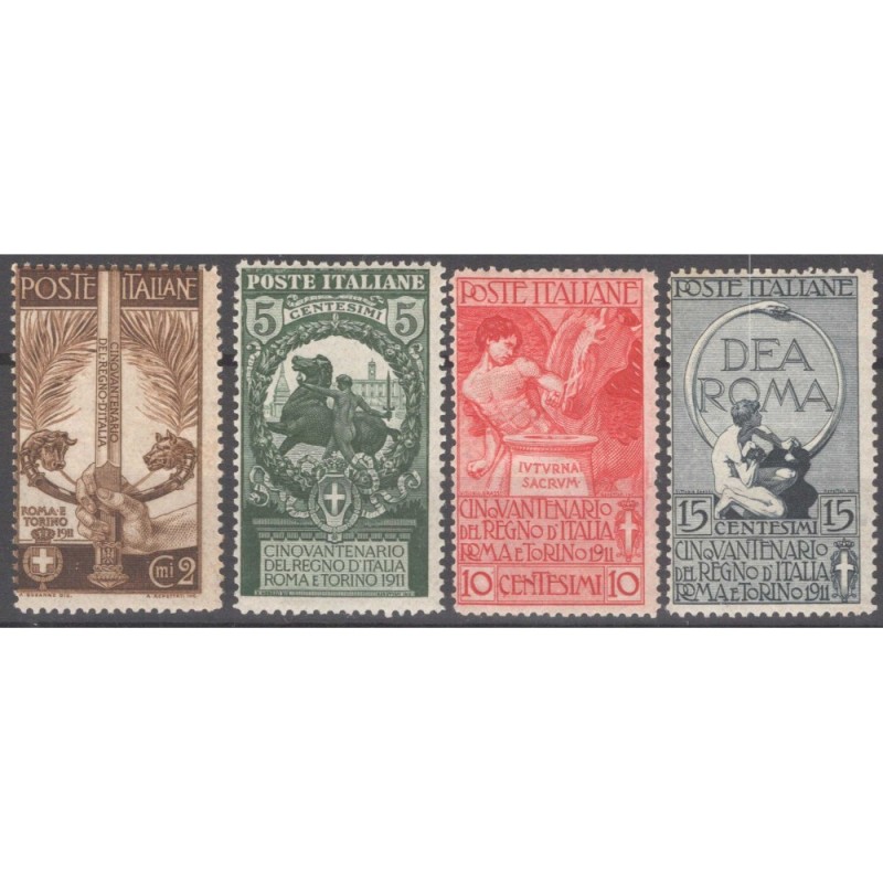 REGNO D'ITALIA 1911 CINQUANTENARIO UNITA' D'ITALIA 4 V. G.I MNH**  ...
