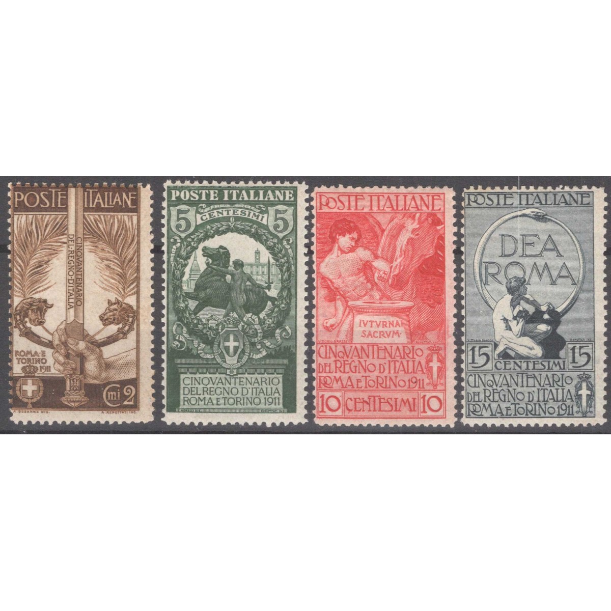 REGNO D'ITALIA 1911 CINQUANTENARIO UNITA' D'ITALIA 4 V. G.I MNH**  ... REGNO D'ITALIA 1911 CINQUANTENARIO UNITA' D'ITALIA 4 V. G.I MNH**  ...