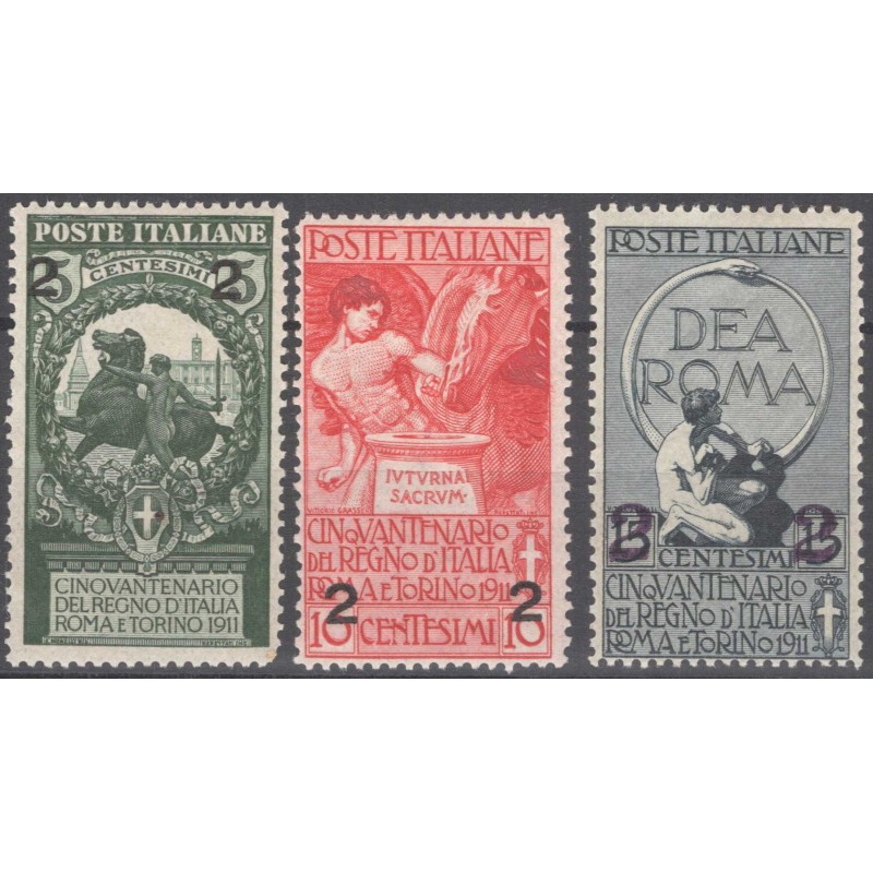 REGNO D'ITALIA 1913 UNITA D'ITALIA SOPRASTAMPATI 3 V. G.I MNH**  | ...