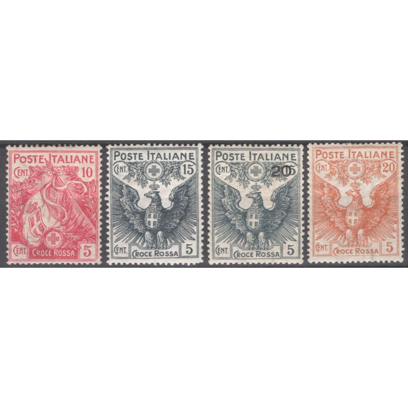 REGNO D'ITALIA 1915-16 PRO CROCE ROSSA 4 V. G.I MNH**  | Filatelia ...