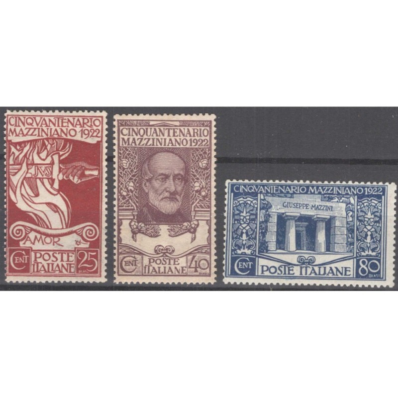 REGNO D'ITALIA 1922 MAZZINI 3 V. G.I MNH**  | Filatelia Meloni