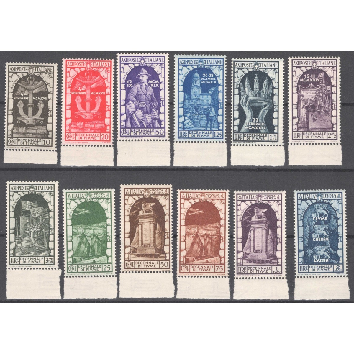 REGNO D'ITALIA 1934 DECENNALE ANNESSIONE DI FIUME 16 V. G.I MNH**  ... REGNO D'ITALIA 1934 DECENNALE ANNESSIONE DI FIUME 16 V. G.I MNH**  ...