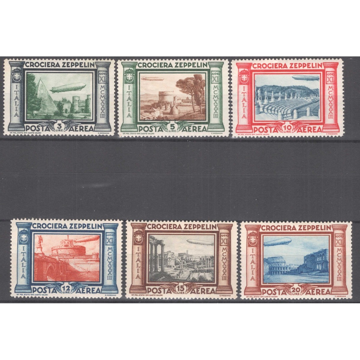 REGNO D'ITALIA 1933 POSTA AEREA CROCIERA ZEPPELIN 6 V. G.I MNH**  |... REGNO D'ITALIA 1933 POSTA AEREA CROCIERA ZEPPELIN 6 V. G.I MNH**  |...