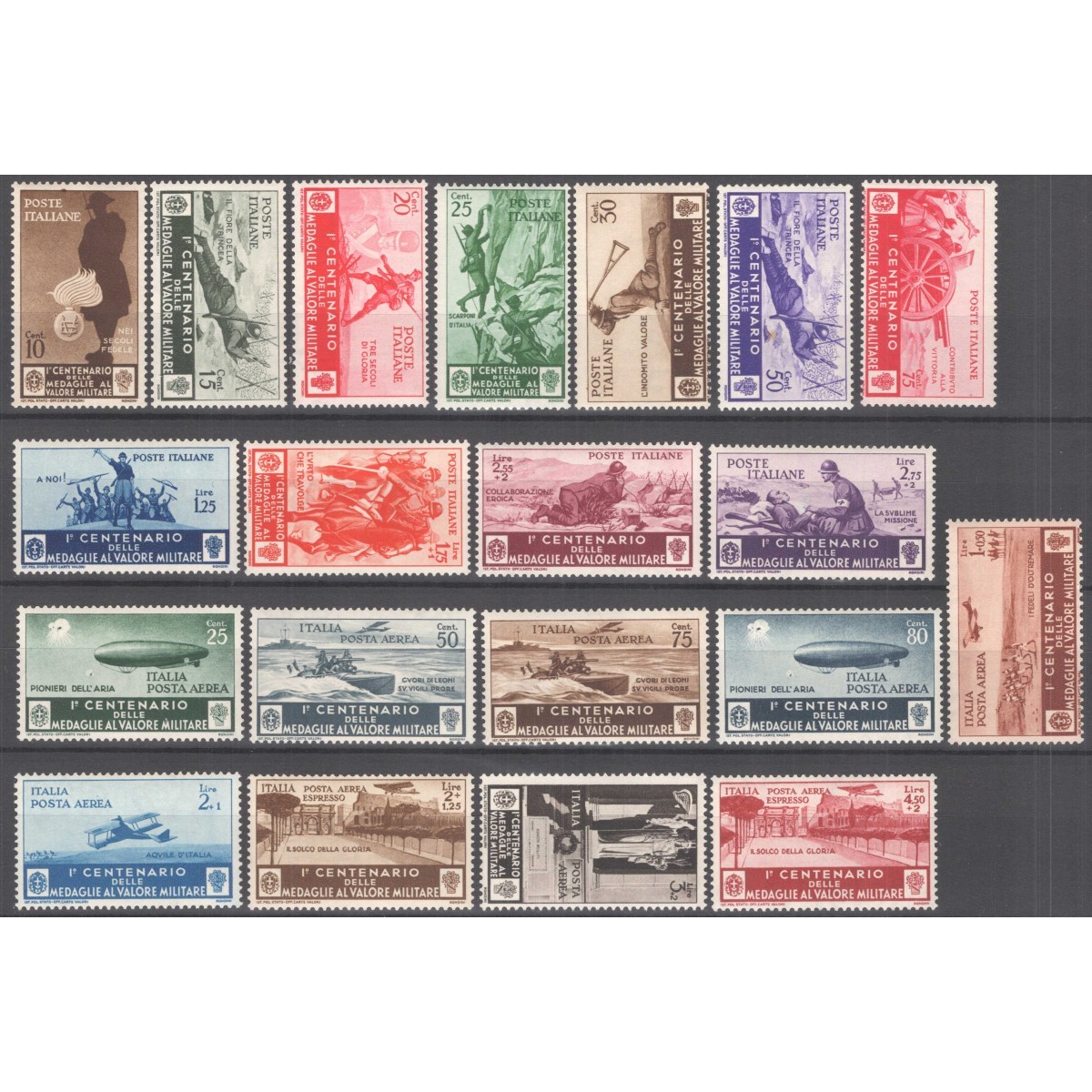 REGNO D'ITALIA 1934 MEDAGLIE AL VALOR MILITARE 20 V. G.I MNH** CERT... REGNO D'ITALIA 1934 MEDAGLIE AL VALOR MILITARE 20 V. G.I MNH** CERT...