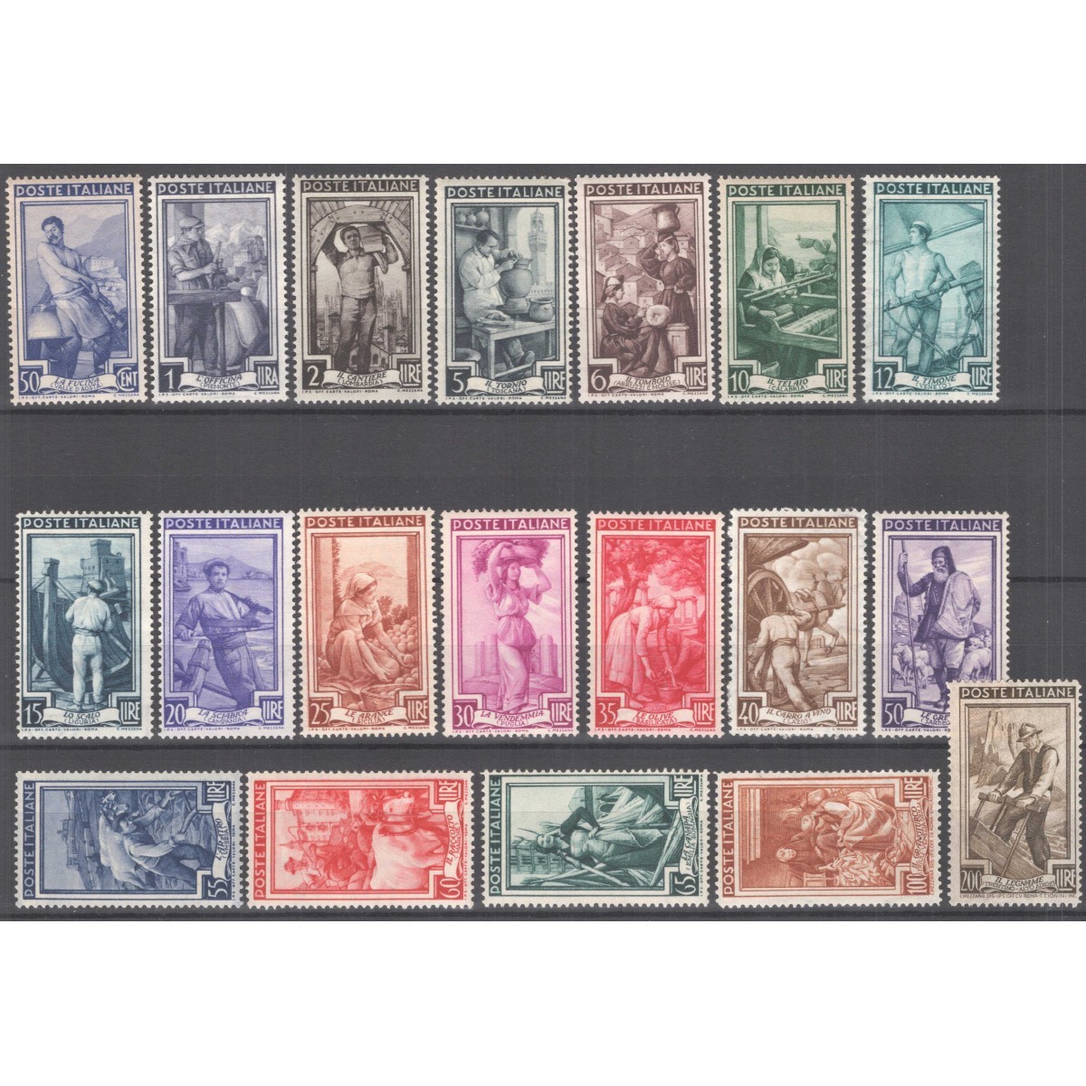 REPUBBLICA 1950 ITALIA AL LAVORO 19 VALORI G.I MNH**  | Filatelia M... REPUBBLICA 1950 ITALIA AL LAVORO 19 VALORI G.I MNH**  | Filatelia M...
