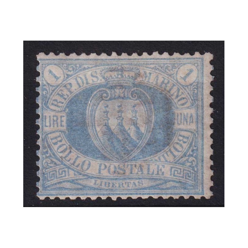 SAN MARINO 1894-99 1 LIRA AZZURRA N.31 G.I MNH** CERT.  | Filatelia...
