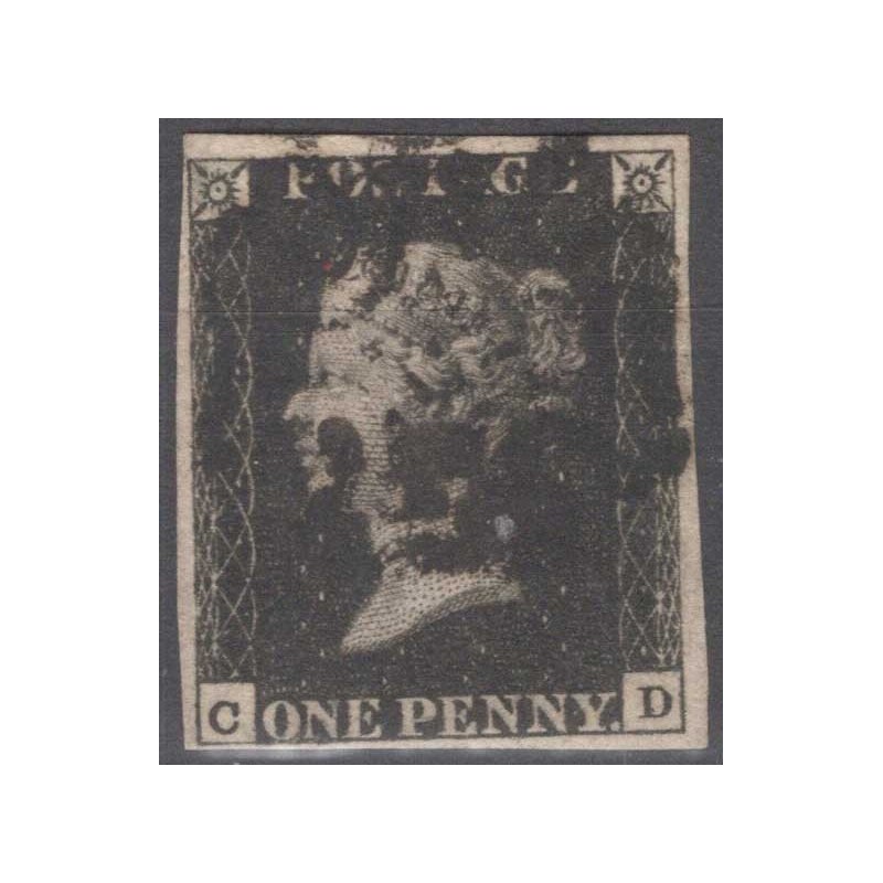 GRAN BRETAGNA 1840 1 PENNY NERO BLACK N.1 US. MARGINATO CERT.  | Fi...