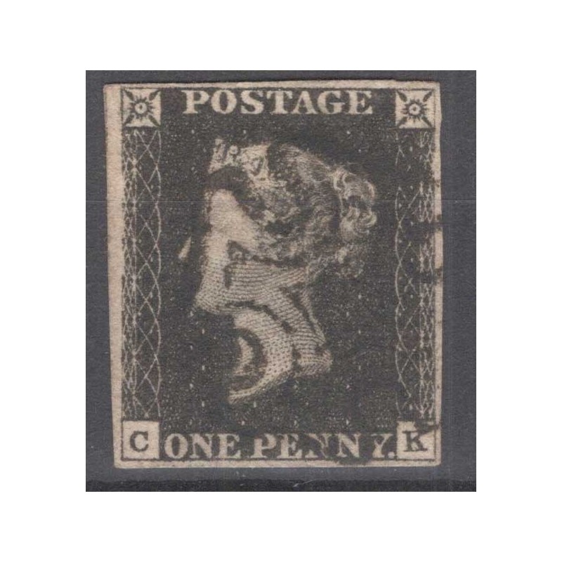 GRAN BRETAGNA 1840 1 PENNY NERO BLACK N.1 US. MARGINATO CERT.  | Fi...