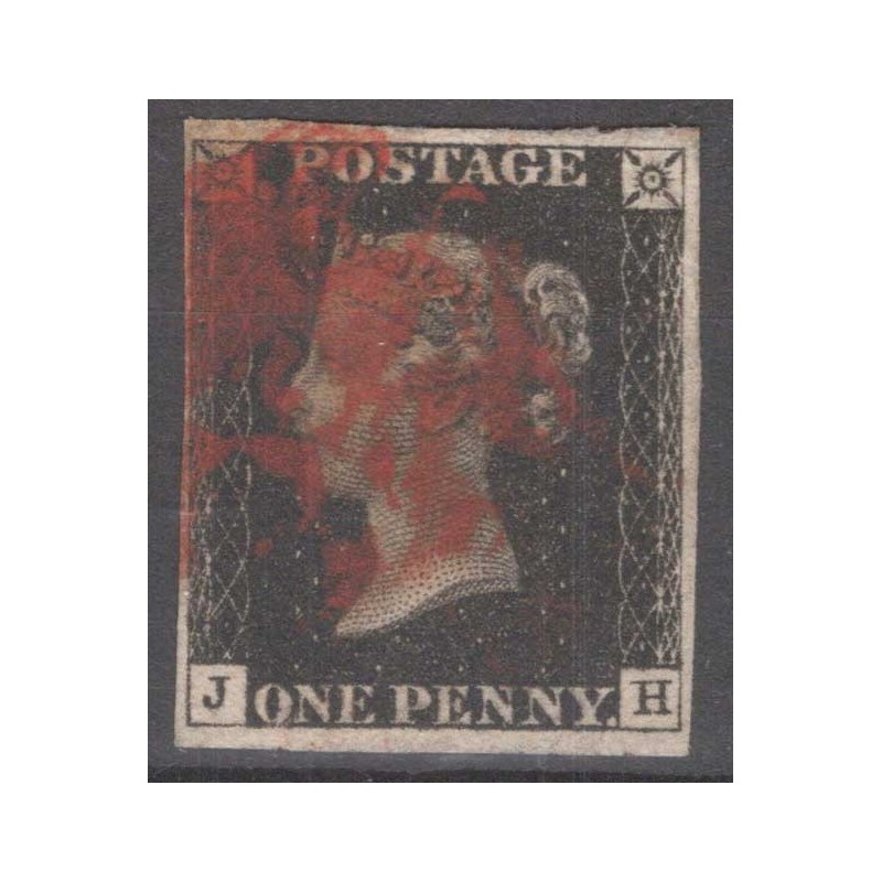 GRAN BRETAGNA 1840 1 PENNY NERO BLACK N.1 US. MARGINATO CERT.  | Fi...