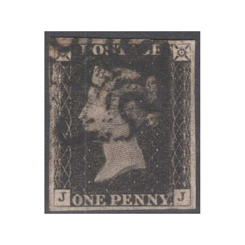 GRAN BRETAGNA 1840 1 PENNY NERO BLACK N.1 US. MARGINATO CERT.  | Fi...